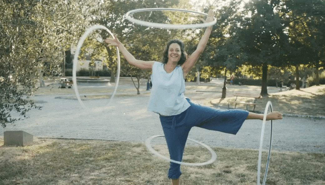 Woman with hula hoops