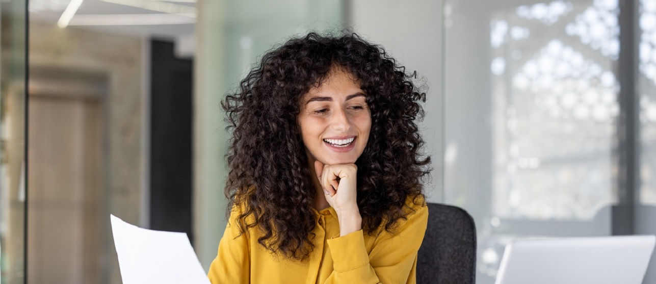 Woman working on a laptop